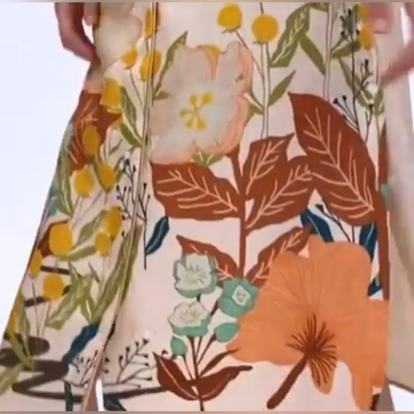 LATTELIER Floral Print Silk Short Sleeve Shirt Dress M - Picture 5 of 11